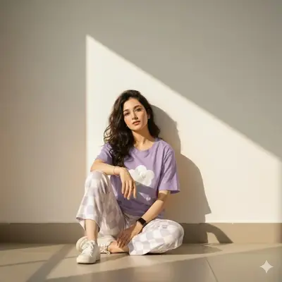 2 Pcs Women's Stitched Jersey Printed Night Suit