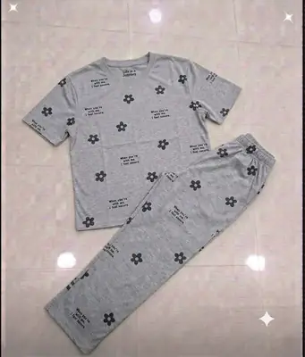 2 Pcs Women's Stitched Jersey Printed Night Suit thumbnail 3