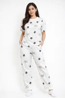 2 Pcs Women's Stitched Jersey Printed Night Suit thumbnail 4