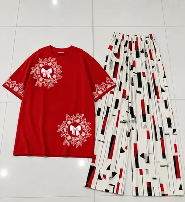 2 Pcs Women's Stitched Jersey Printed Night Suit thumbnail 2