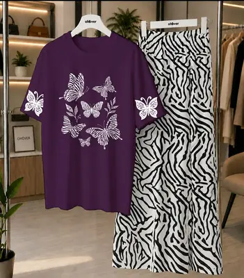 2 Pcs Women's Stitched Jersey Printed Night Suit
