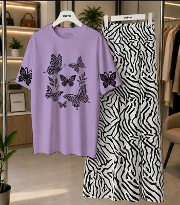 2 Pcs Women's Stitched Jersey Printed Night Suit