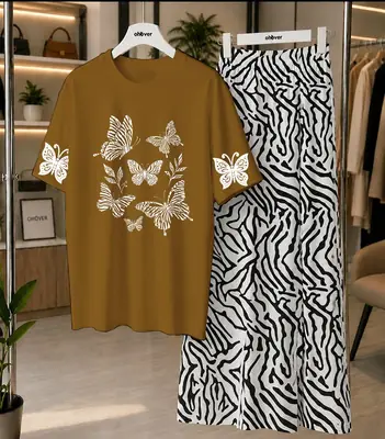 2 Pcs Women's Stitched Jersey Printed Night Suit