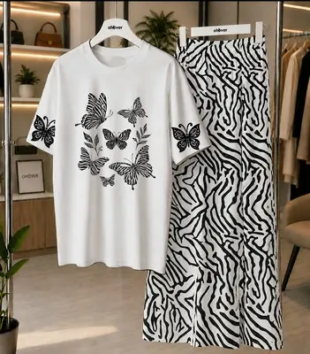 2 Pcs Women's Stitched Jersey Printed Night Suit