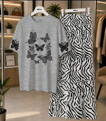 2 Pcs Women's Stitched Jersey Printed Night Suit