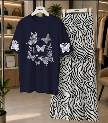 2 Pcs Women's Stitched Jersey Printed Night Suit