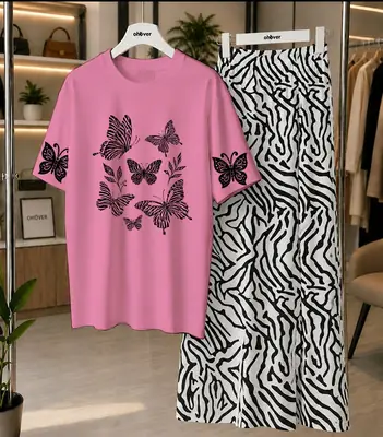 2 Pcs Women's Stitched Jersey Printed Night Suit thumbnail 4