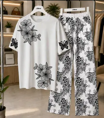 2 Pcs Women's Stitched Cotton Jersey Printed Night Suit
