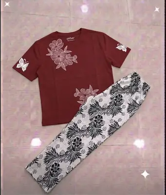 2 Pcs Women's Stitched Cotton Jersey Printed Night Suit thumbnail 3