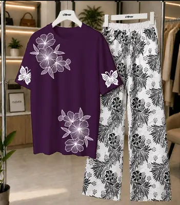 2 Pcs Women's Stitched Cotton Jersey Printed Night Suit