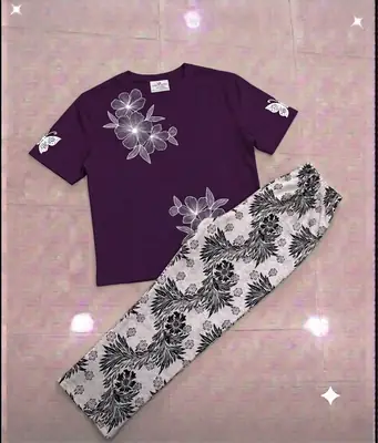 2 Pcs Women's Stitched Cotton Jersey Printed Night Suit thumbnail 3