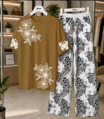 2 Pcs Women's Stitched Cotton Jersey Printed Night Suit