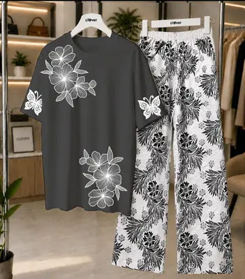 2 Pcs Women's Stitched Cotton Jersey Printed Night Suit