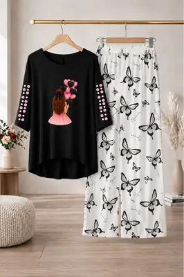 2 Pcs Women's Stitched Cotton Jersey Printed Night Suit