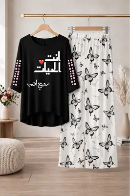 2 Pcs Women's Stitched Cotton Jersey Printed Night Suit thumbnail 3