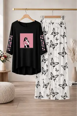2 Pcs Women's Stitched Cotton Jersey Printed Night Suit