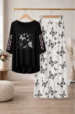 2 Pcs Women's Stitched Cotton Jersey Printed Night Suit