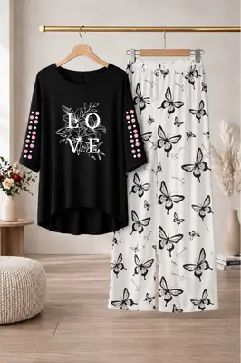 2 Pcs Women's Stitched Cotton Jersey Printed Night Suit