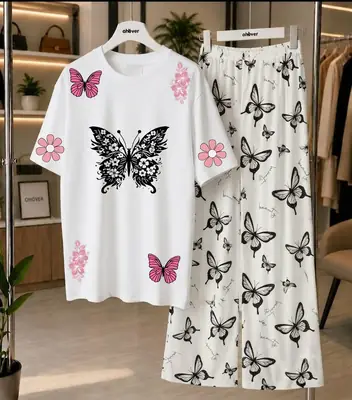 2 Pcs Women's Stitched Jersey Printed Night Suit thumbnail 3