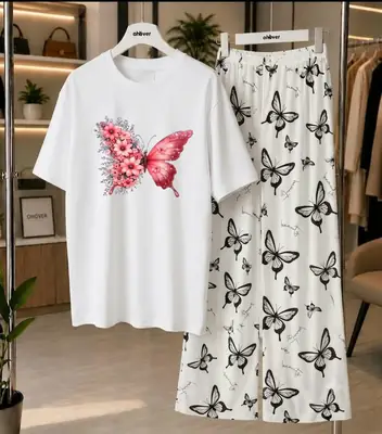 2 Pcs Women's Stitched Jersey Printed Night Suit
