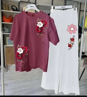 2 Pcs Women's Stitched Cotton Jersey Printed Night Suit