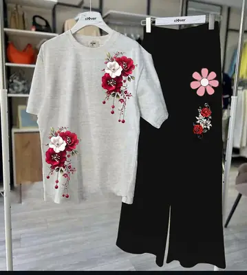 2 Pcs Women's Stitched Cotton Jersey Printed Night Suit thumbnail 4