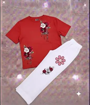 2 Pcs Women's Stitched Cotton Jersey Printed Night Suit thumbnail 3