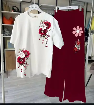 2 Pcs Women's Stitched Cotton Jersey Printed Night Suit
