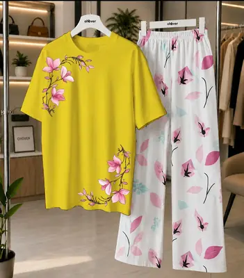 2 Pcs Women's Stitched Cotton Jersey Printed Night Suit