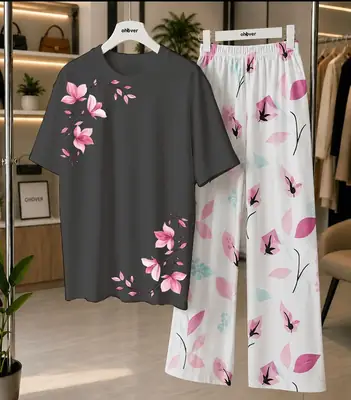 2 Pcs Women's Stitched Cotton Jersey Printed Night Suit