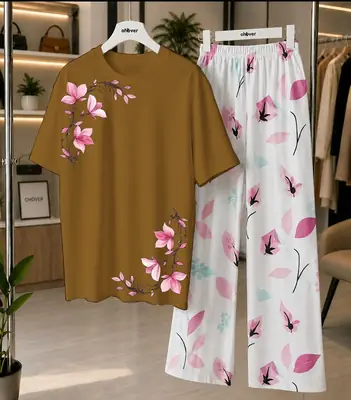 2 Pcs Women's Stitched Cotton Jersey Printed Night Suit thumbnail 5
