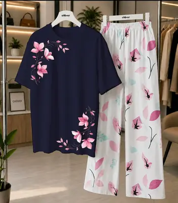 2 Pcs Women's Stitched Cotton Jersey Printed Night Suit