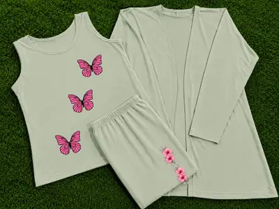 3 Pcs Women's Stitched Jersey Printed Night Suit thumbnail 2