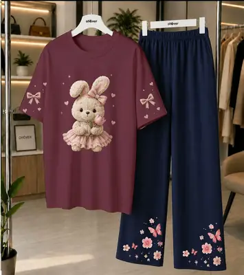 2 Pcs Women's Stitched Cotton Jersey Printed Night Suit
