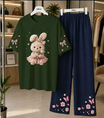 2 Pcs Women's Stitched Cotton Jersey Printed Night Suit