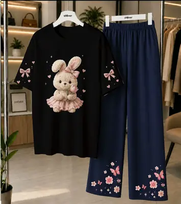 2 Pcs Women's Stitched Cotton Jersey Printed Night Suit