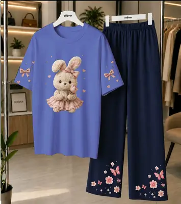 2 Pcs Women's Stitched Cotton Jersey Printed Night Suit