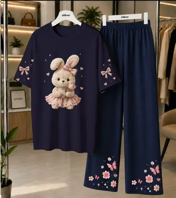 2 Pcs Women's Stitched Cotton Jersey Printed Night Suit
