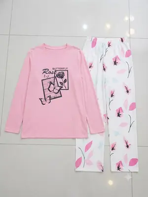 2 Pcs Women's Stitched Jersey Printed Night Suit thumbnail 2