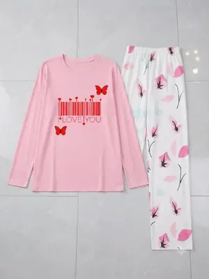 2 Pcs Women's Stitched Jersey Printed Night Suit thumbnail 2