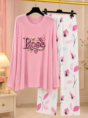 2 Pcs Women's Stitched Jersey Printed Night Suit