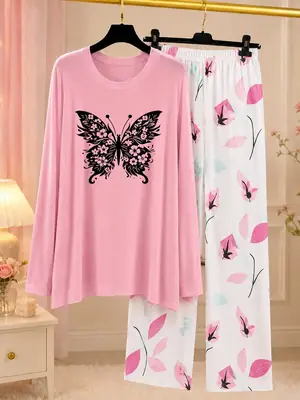2 Pcs Women's Stitched Jersey Printed Night Suit