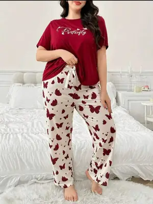 2 Pcs Women's Stitched Jersey Printed Night Suit