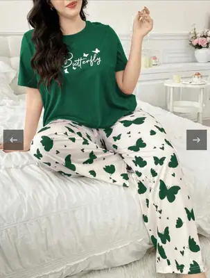 2 Pcs Women's Stitched Jersey Printed Night Suit