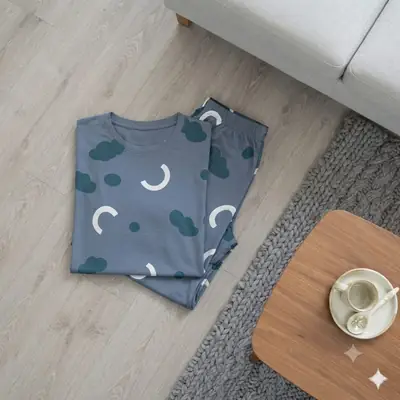 2 Pcs Women's Stitched Jersey Printed Night Suit thumbnail 3