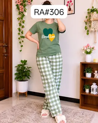 2 Pcs Women's Stitched Jersey Printed Night Suit