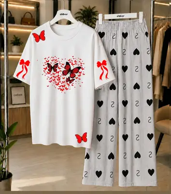 2 Pcs Women's Stitched Jersey Printed Night Suit thumbnail 4