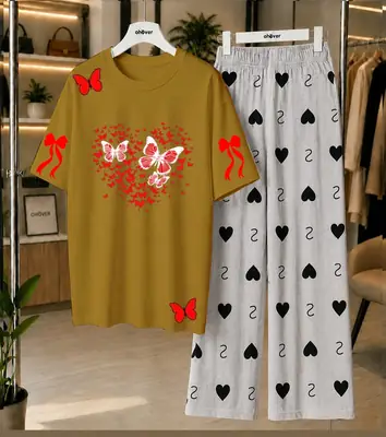 2 Pcs Women's Stitched Jersey Printed Night Suit