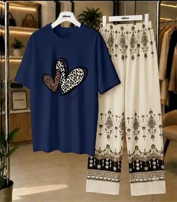 2 Pcs Women's Stitched Cotton Jersey Printed Night Suit