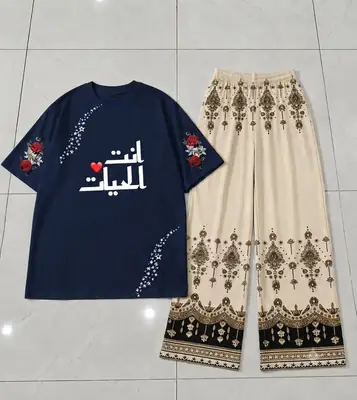 2 Pcs Women's Stitched Cotton Jersey Printed Night Suit thumbnail 2